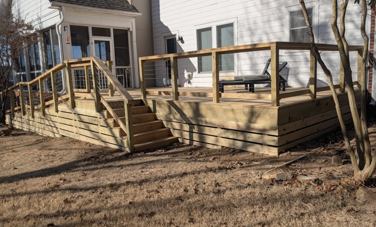custom deck build by aarons handyman services