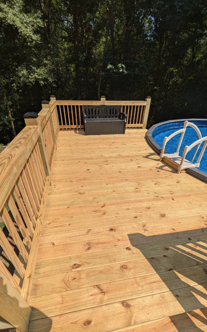 Custom pool deck by Aaron's Handyman Services in Hot Springs, AR