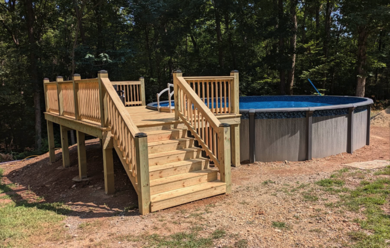 Custom pool deck by Aaron's Handyman Services in Hot Springs, AR