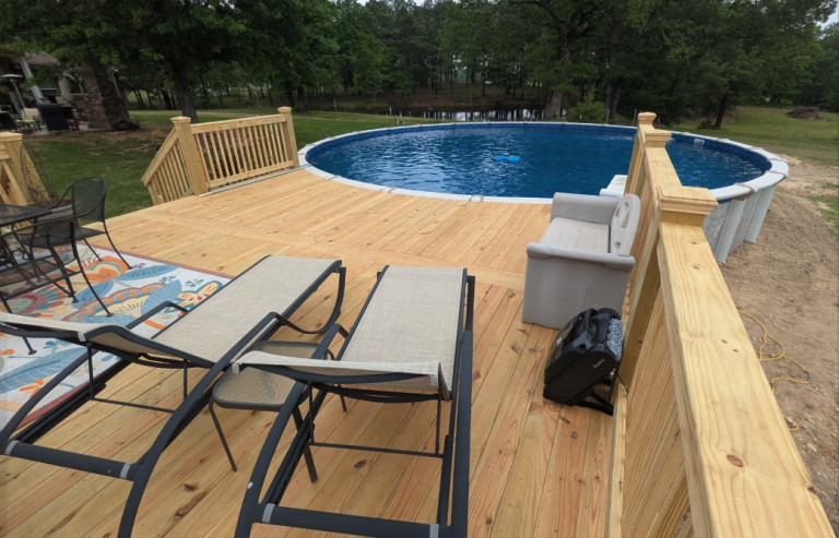 Custom pool deck by Aaron's Handyman Services in Hot Springs, AR