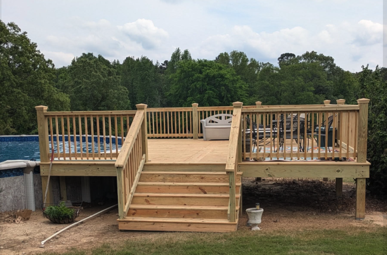 Custom pool deck by Aaron's Handyman Services in Hot Springs, AR